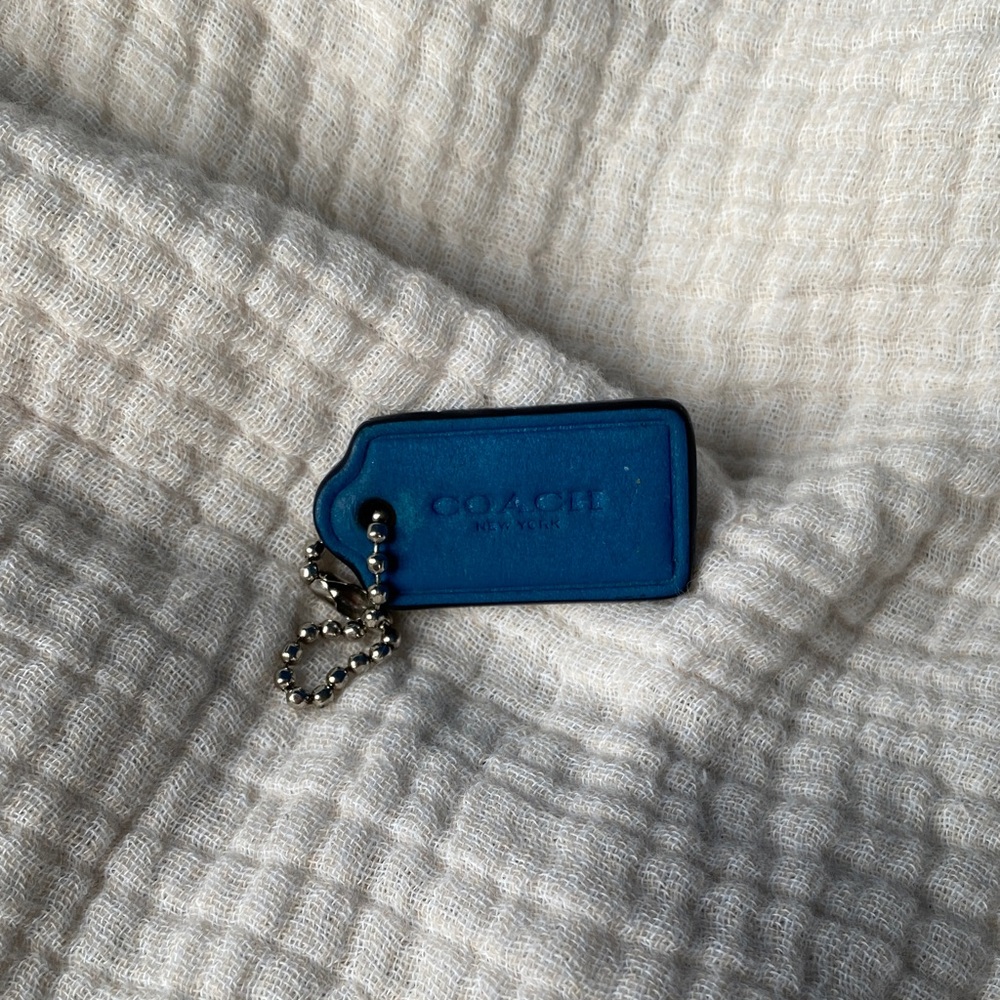 Coach Vibrant Blue Keychain with Silver Chain